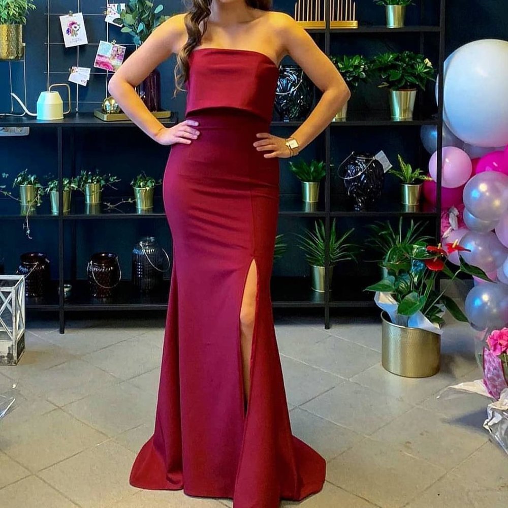 JARLO (NWT) Bandeau Overlay Maxi Dress in Berry - Picture 5 of 5